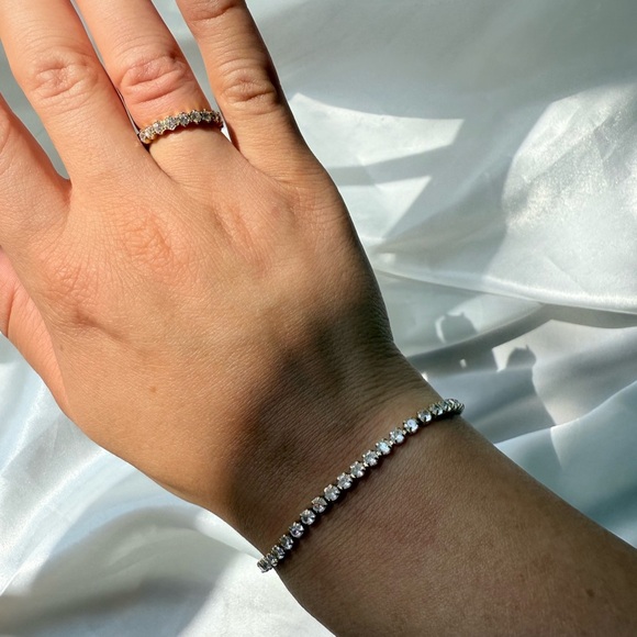 18K gold palette Tennis chain Gold Bracelet 
Zircon 
Stainless steel - Picture 7 of 13